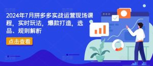 2024年7月拼多多实战运营现场课程，实时玩法，爆款打造，选品、规则解析-创客聚集地