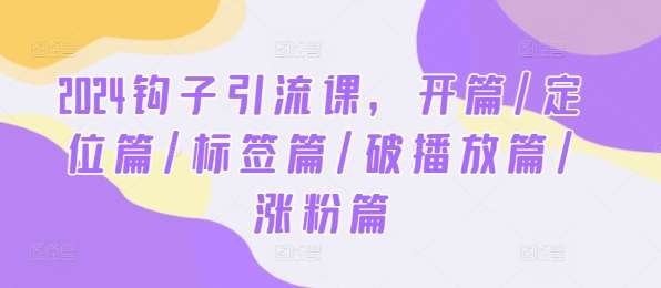 2024钩子引流课，开篇/定位篇/标签篇/破播放篇/涨粉篇-创客聚集地