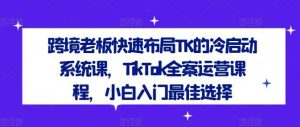 跨境老板快速布局TK的冷启动系统课，TikTok全案运营课程，小白入门最佳选择-创客聚集地