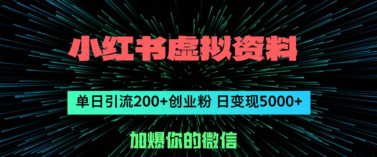 （12164期）小红书虚拟资料日引流200+创业粉，单日变现5000+-创客聚集地
