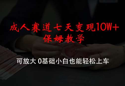 成人赛道七天变现10W+保姆教学，可放大，0基础小白也能轻松上车【揭秘】-创客聚集地