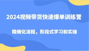 2024视频带货快速爆单训练营，精细化流程，阶段式学习和实操-创客聚集地