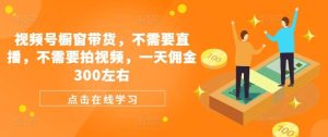 视频号橱窗带货，不需要直播，不需要拍视频，一天佣金300左右-创客聚集地