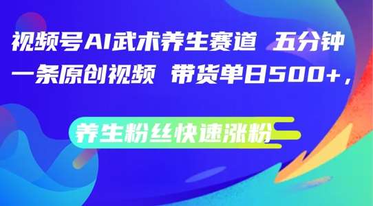 视频号AI武术养生赛道，五分钟一条原创视频，带货单日几张，养生粉丝快速涨粉【揭秘】-创客聚集地