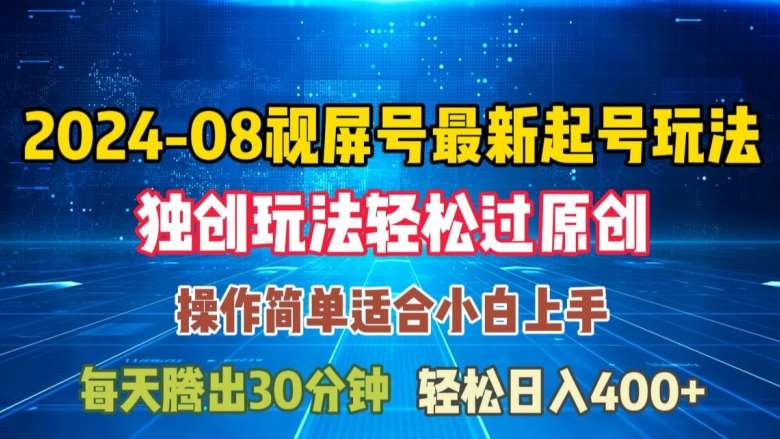 08月视频号最新起号玩法，独特方法过原创日入三位数轻轻松松【揭秘】-创客聚集地