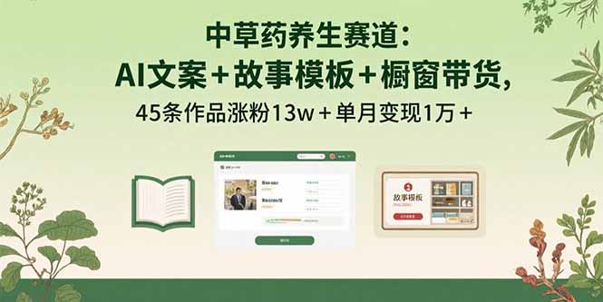 中草药养生赛道：AI文案+故事模板+橱带货，45条作品涨粉13w+单月变现1万+-创客聚集地