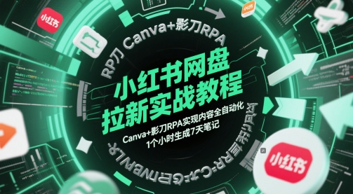 小红书网盘拉新实战教程，Canva+影刀RPA实现内容全自动化，1个小时生成7天笔记-创客聚集地