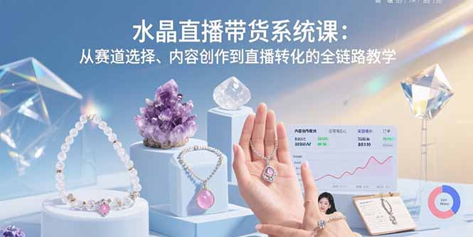 水晶直播带货系统课：从赛道选择、内容创作到直播转化的全链路教学-创客聚集地