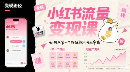 小红书流量变现课，如何从第一个粉丝就开始挣钱-创客聚集地