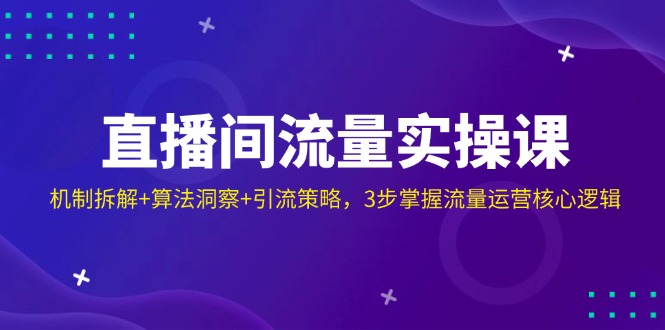 直播间流量实操课：机制拆解+算法洞察+引流策略，3步掌握流量运营核心逻辑-创客聚集地