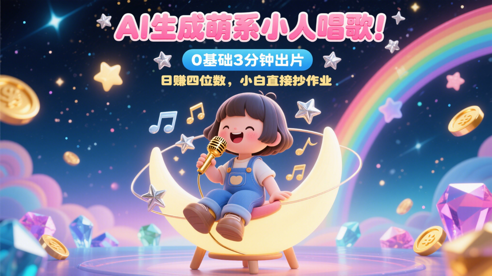 AI生成萌系小人唱歌！0基础3分钟出片，28个作品涨粉9万，日赚四位数，小白直接抄作业-创客聚集地