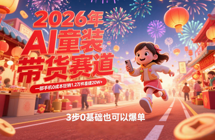 AI童装新春带货赛道，一部手机0成本狂销1.2万件喜提20W+，3步0基础也可以爆单-创客聚集地