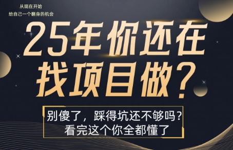 25年，你还在疯狂的找项目吗？别傻了，看完这个你都懂了【揭秘】-创客聚集地