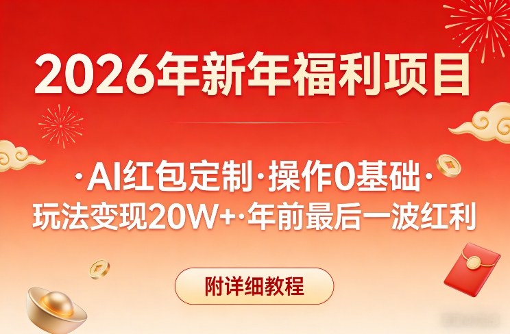 新年福利项目，AI红包定制，操作0基础，玩法变现20W+年前最后一波红利，附详细教程-创客聚集地