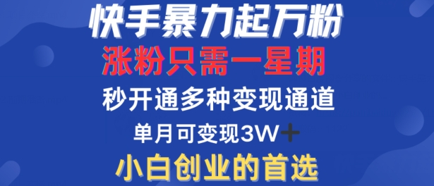 快手暴力起万粉，涨粉只需一星期，多种变现模式，直接秒开万合，单月变现过W【揭秘】-创客聚集地
