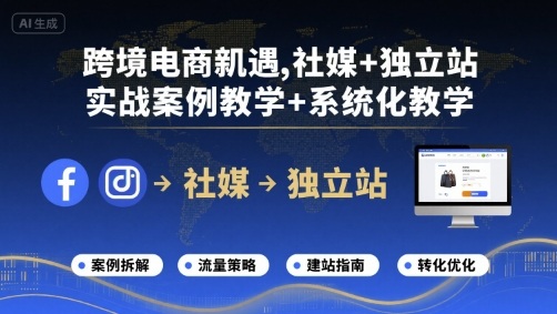 跨境电商新机遇，社媒+独立站，实战案例教学+系统化教学-创客聚集地
