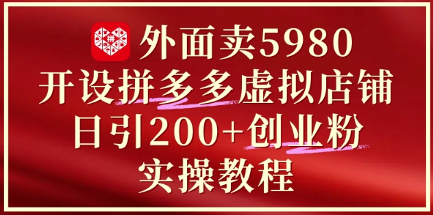 外面卖5980开设拼多多虚拟店铺：单日引流200+创业付费粉实战教程-创客聚集地