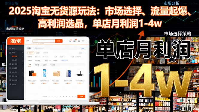 2025淘宝无货源玩法：市场选择、流量起爆、高利润选品，单店月利润1-4w-创客聚集地