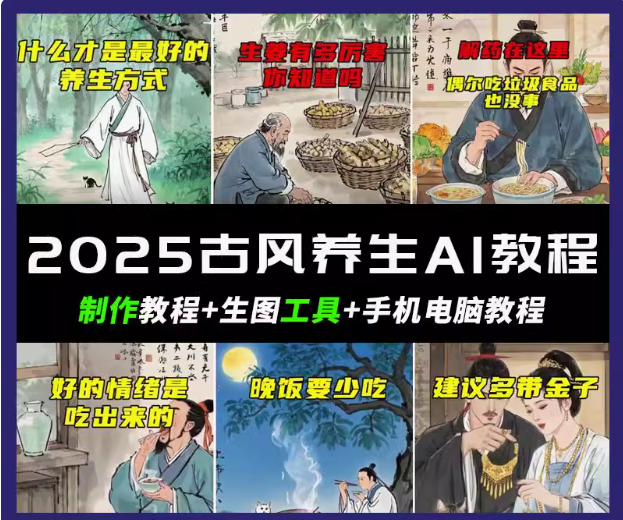 抖音AI古风养生视频教程日入五张 轻松涨粉 10W+-创客聚集地
