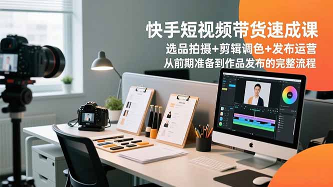 快手短视频带货速成课，选品拍摄+剪辑调色+发布运营，从前期准备到作品发布的完整流程-创客聚集地