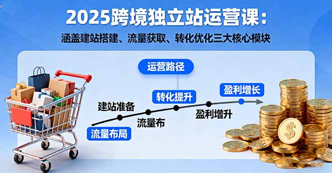 2025跨境独立站运营课：涵盖建站搭建、流量获取、转化优化三大核心模块-创客聚集地