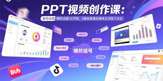 PPT视频创作课：账号运营/爆款选题/AI写稿，0基础掌握自媒体全流程方法论-创客聚集地