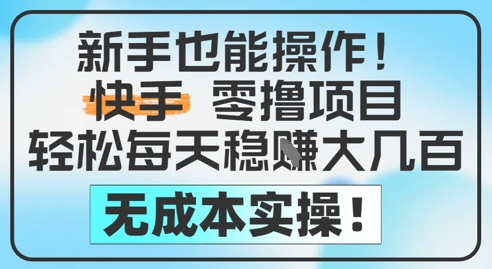 新手也能操作，快手零撸挣米，轻松每天挣2-5张，完全无成本-创客聚集地