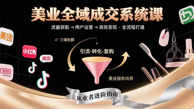 美业全域成交系统课程：帮助美业从业者打通从流量获取到高效变现全流程-创客聚集地