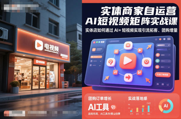 实体商家自运营AI短视频矩阵实战课，实体店如何通过AI+短视频实现引流拓客、团购增量-创客聚集地