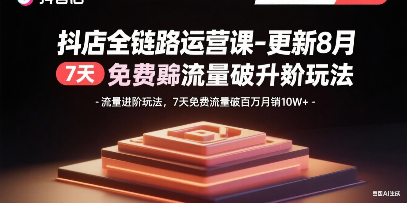 抖店全链路运营课-更新8月：流量进阶玩法，7天免费流量破百万月销10W+-创客聚集地