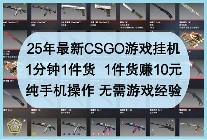 25年最新CSGO游戏挂机，1分钟1件货，1件货赚10元 纯手机操作 无需游戏经验-创客聚集地