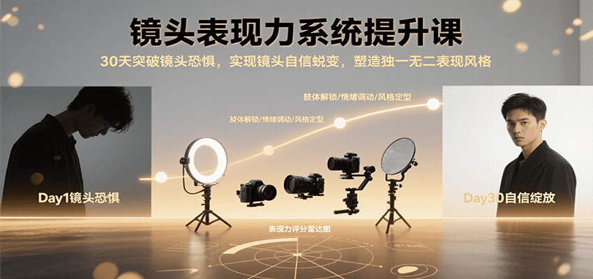 镜头表现力系统提升课，30天突破镜头恐惧实现自信蜕变，塑造独一无二表现风格-创客聚集地