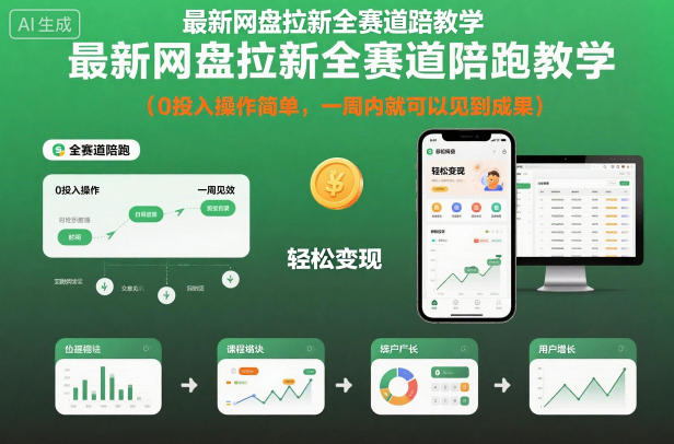 最新网盘拉新全赛道陪跑教学，0投入操作简单，一周内就可以见到成果-创客聚集地