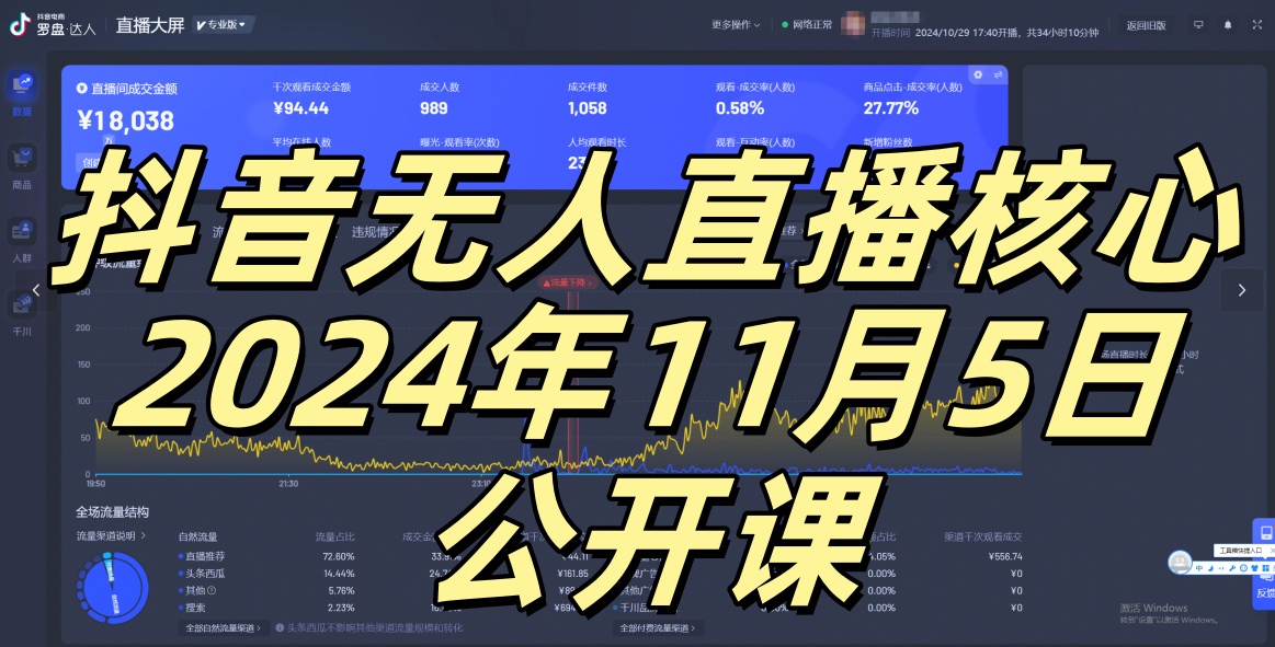 抖音无人直播核心公开课，咸鱼翻身小白可做带有睡后收入月入过万太简单【揭秘】-创客聚集地