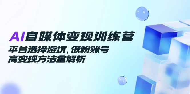 AI自媒体变现训练营，平台选择避坑，低粉账号高变现方法全解析-创客聚集地