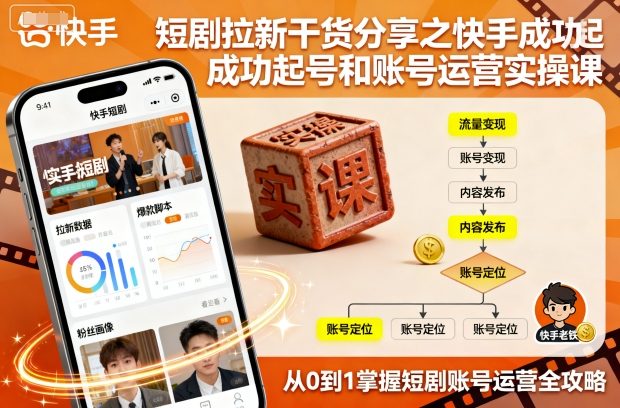 短剧拉新干货分享之快手成功起号和账号运营实操课-创客聚集地