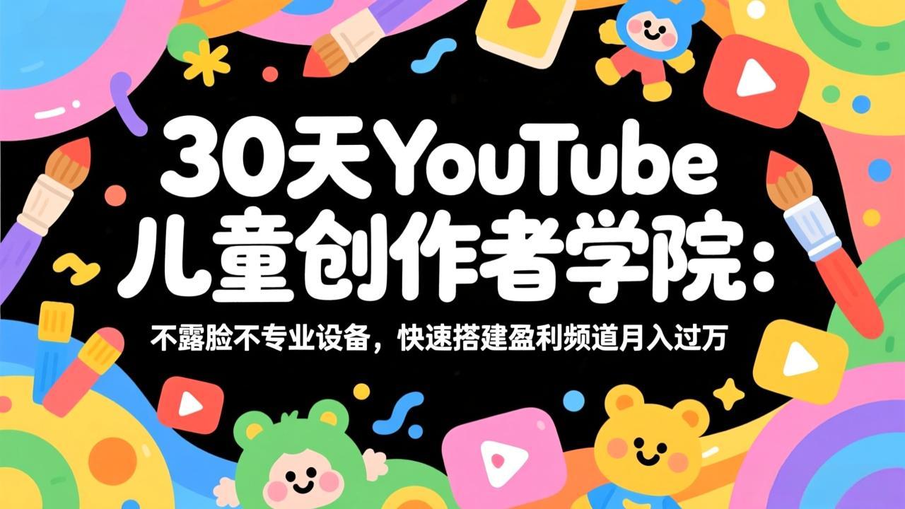 30天YouTube儿童创作者学院：不露脸不专业设备，快速搭建盈利频道月入过万-创客聚集地