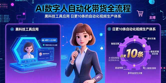 AI数字人自动化带货全流程：黑科技工具应用 日更10条的自动化视频生产体系-创客聚集地