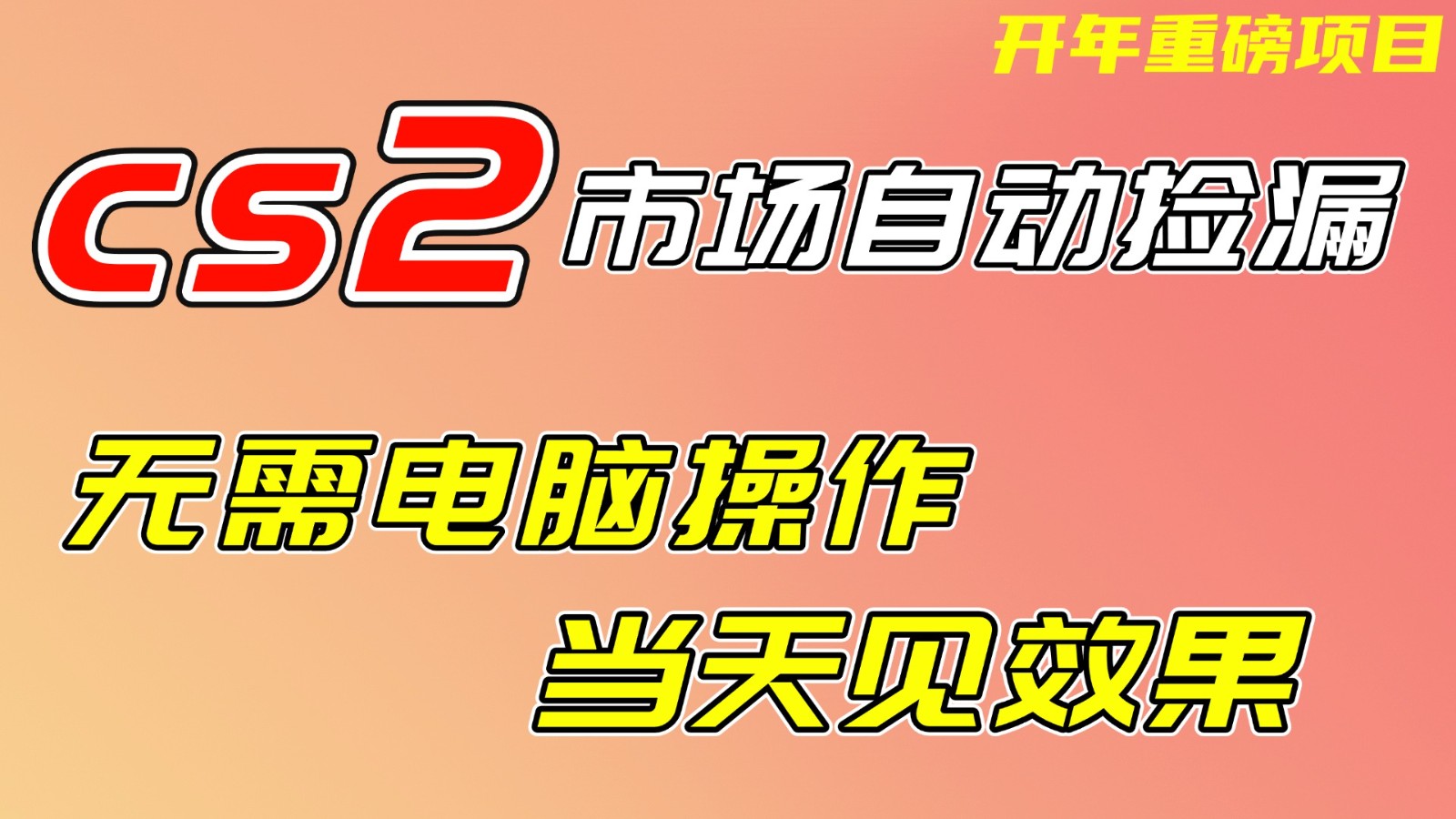 CS2市场挂机项，无需电脑操作，无需进入游戏，当天见效果，支持任何形式验证-创客聚集地