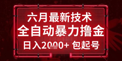 六月最新技术全自动暴力撸金,稳定日入2k+包起号,长期稳定【揭秘】-创客聚集地