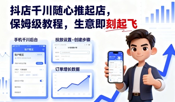 抖店千川随心推起店,保姆级教程,生意即刻起飞-创客聚集地