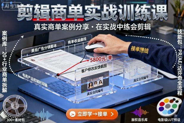 剪辑商单实战训练课，真实商单案例分享，在实战中练会剪辑-创客聚集地