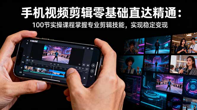 手机视频剪辑零基础直达精通：100节实操课程掌握专业剪辑技能，实现稳…-创客聚集地