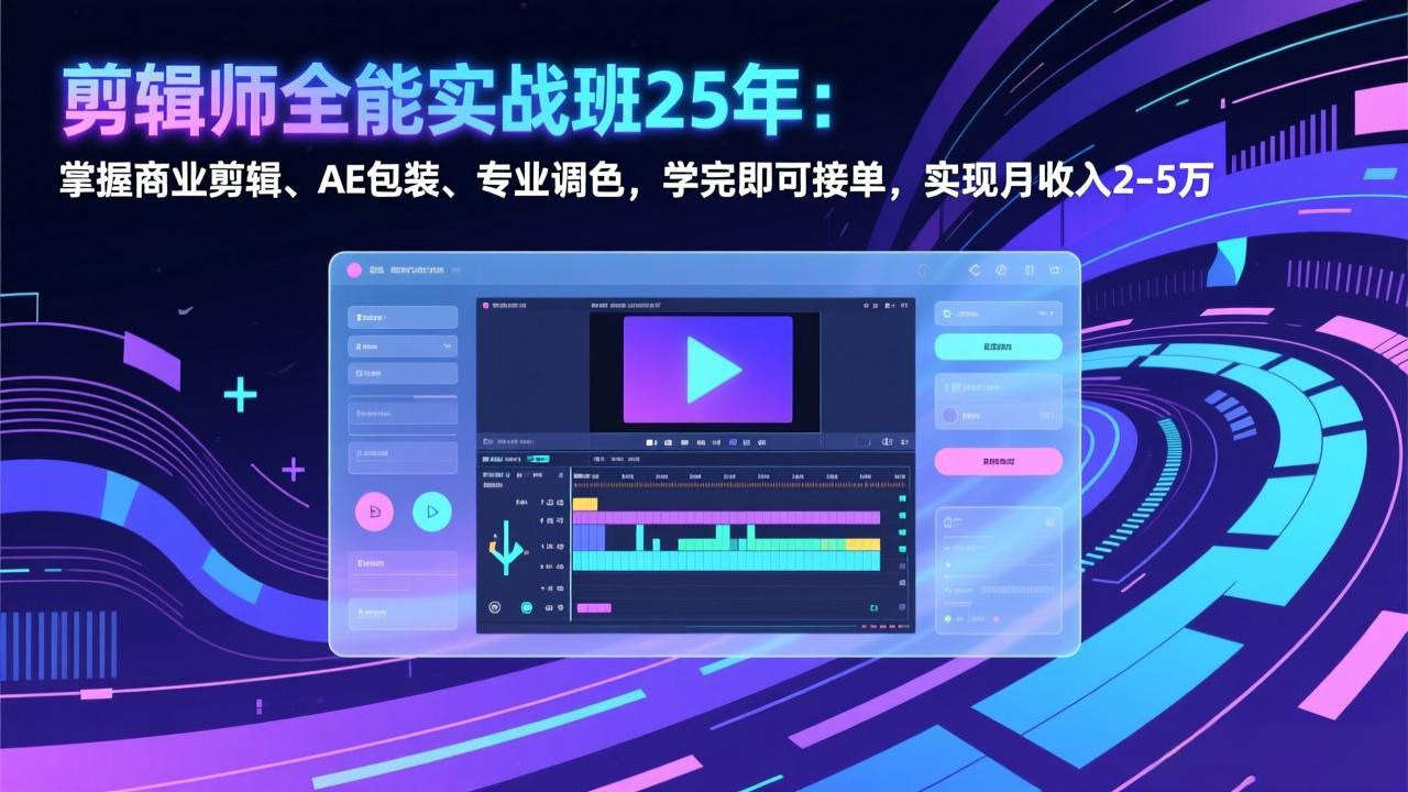 剪辑师全能实战班25年：掌握商业剪辑、AE包装、专业调色，学完即可接单，实现月收入2-5万-创客聚集地