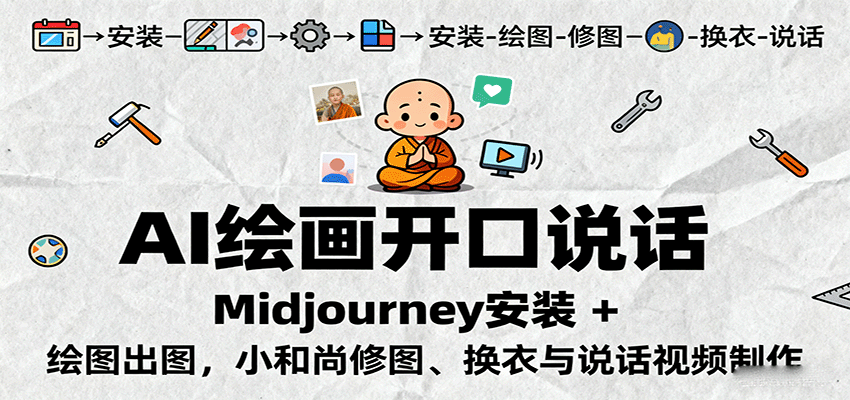 AI绘画开口说话，Midjourney安装 + 绘图出图，小和尚修图、换衣与说话视频制作-创客聚集地