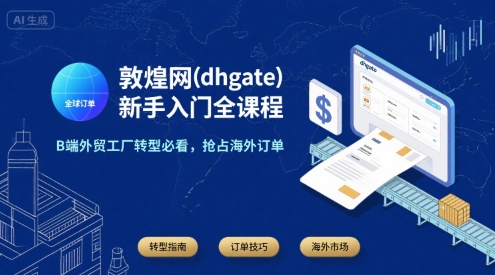 敦煌网(dhgate)新手入门全课程，B端外贸工厂转型必看，抢占海外订单-创客聚集地
