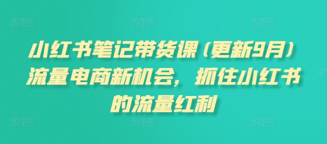 小红书笔记带货课(更新9月)流量电商新机会，抓住小红书的流量红利-创客聚集地