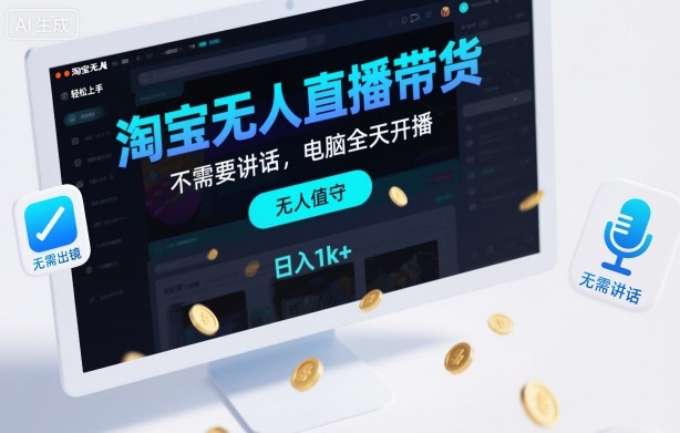淘宝无人直播带货，不需要出镜，不需要讲话，电脑全天开播，轻松上手，日入1k+【揭秘】-创客聚集地