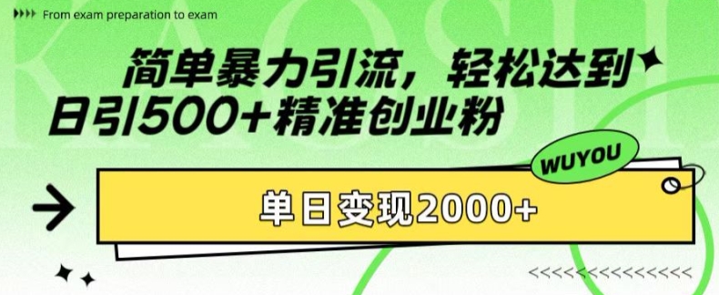 简单暴力引流，轻松达到日引500+精准创业粉，单日变现2k【揭秘】-创客聚集地