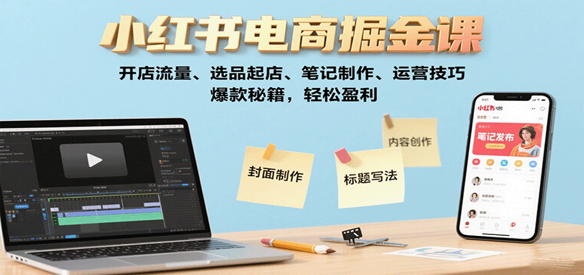 小红书电商掘金课：开店流量、选品起店、笔记制作、运营技巧，爆款秘籍，轻松盈利-创客聚集地